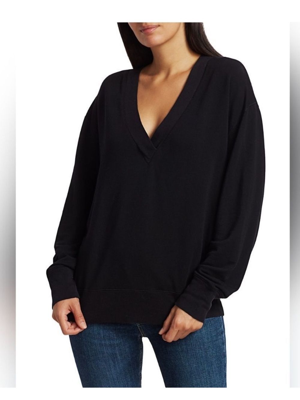 rag & bone Black V-Neck Relaxed Knit Sweater Pullover Size S